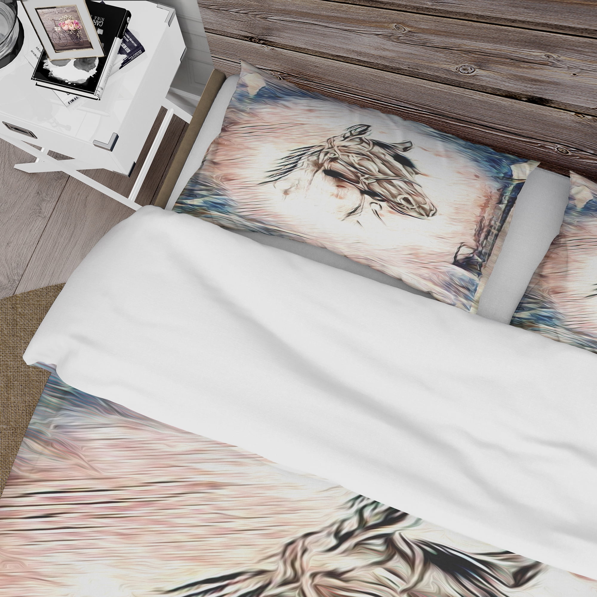 Designart 'Freehand Horse' Farmhouse Animal Duvet Cover Set