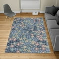 thumbnail image 2 of Flower Turkish Area Rug, Lilac Flowers Blossoms in Spring Romantic Meadow Happy Fun Countryside Print, Soft Carpet for Living Room Decor with Distressed Look, 2.6' x 5', Purpleblue, by Ambesonne, 2 of 4