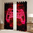 thumbnail image 2 of Manfei Gamepad Game Lovers Blackout Curtains Set of 2 (52x84 Each),Abstract Geometric Window Curtains,Red Black Curtains and Drapes For Boys Kids,Ultra Soft Home Decor, 2 of 6