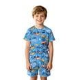 thumbnail image 4 of Boys 2 Piece Outfits Cartoon Construction Truck Dinosaur Print Short Sleeve T-Shirt and Elastic Waist Shorts, Kids Summer Casual Outfit for School Outdoor Daily Wear(Sky Blue,2-3 Years), 4 of 4