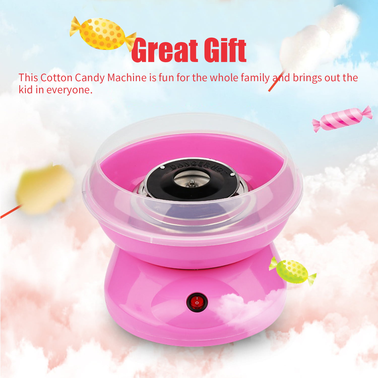 Feileng Cotton Candy Machine for Kids Birthday Party Easy to Clean and Use Candy Floss Maker Retro Mini Electric Cotton Candy Machine for Sugar or Hard Candy 