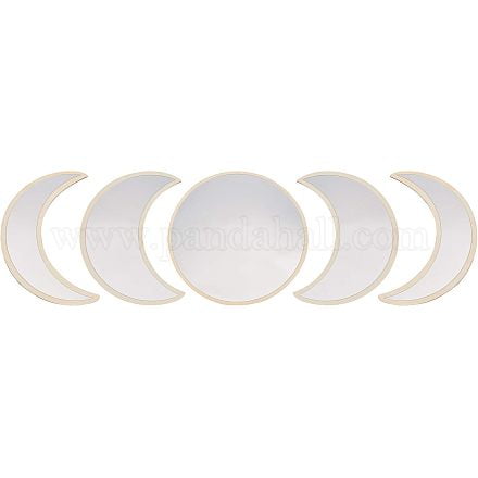 Acrylic Wooden Moon Phase Mirror with Double Sided Adhesive Tape Wall Ornament Bedroom Living Room Decoration