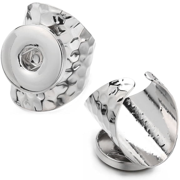 Snap Jewelry Flexible Hammered Ring Silver, Silver, Fits 18MM 20MM Ginger Charm Buttons