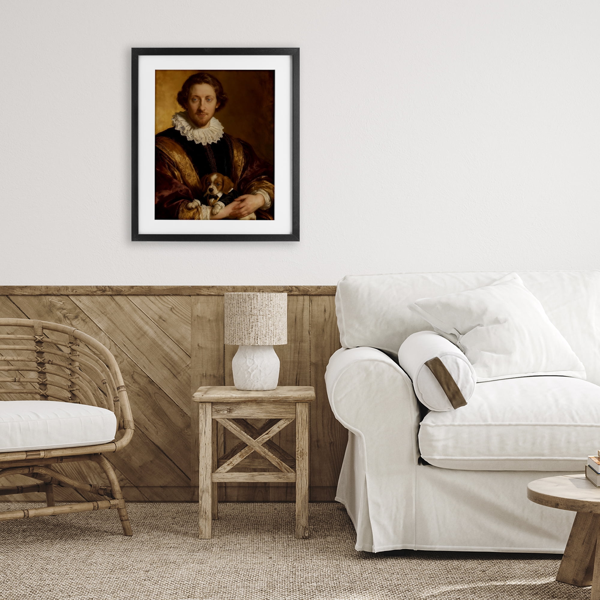 Stupell Industries Renaissance Noble with Loyal Companion Black Framed Print Under Glass, design by CAD Designs