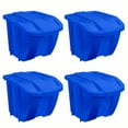thumbnail image 1 of Suncast 18 Gallon Durable Stackable Resin Home Storage Bin w/ Lid, Blue (4 Pack), 1 of 2