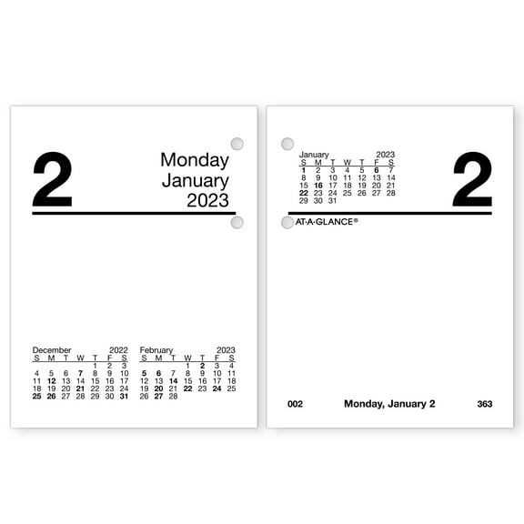 AT-A-GLANCE 2023 RY Compact Daily Loose-Leaf Desk Calendar Refill, Mini, 3" x 3 3/4"