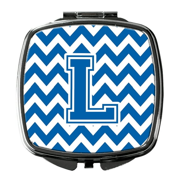 Letter L Chevron Blue and White Compact Mirror CJ1056-LSCM