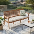 thumbnail image 6 of Demi Bonn 3-Seat Wood Outdoor Bench with Seat Cushion and Slatted Seat, Conversation Dining Bench for Garden Poolside Balcony, Beige, 6 of 8