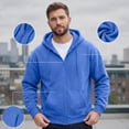thumbnail image 2 of Mens Oversized Hoodies Fall Sweatshirt Winter Fleece Hooded Collar Drawstring Pullover With Pockets Royal Blue S, 2 of 8