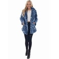 thumbnail image 4 of Women'S Faux Fur Jackets Autumn Winter Leopard Lapel Long Sleeves Coats Loose Fur Coat with Pockets Blue S, 4 of 8