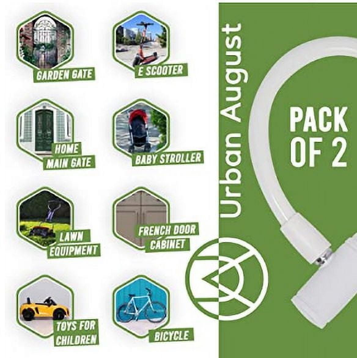 Urban August Fridge & Cabinet Cable Lock with Keys for Kids & Adults (Small, White - 2 Pack)