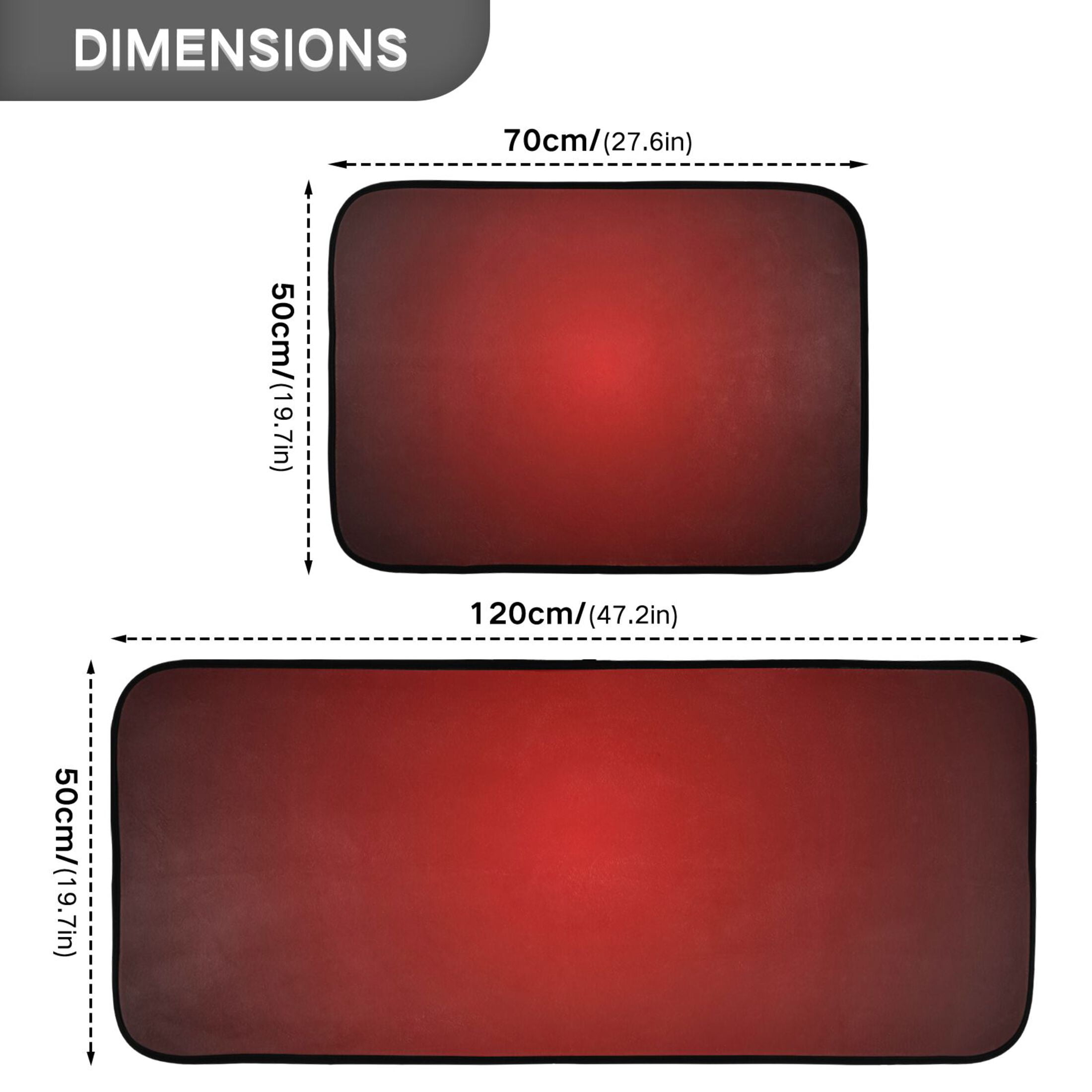 Ryvnso Gradient Red Kitchen Rugs Set Non Slip Runner Mats for Dining Room