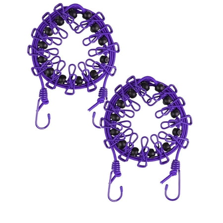 

Sanamity Command Hooks Variety Pack 2 Pack Portable Elastic Travel Clothesline With 12Pcs Clothespins Travel Gadgets Coat Hooks Purple