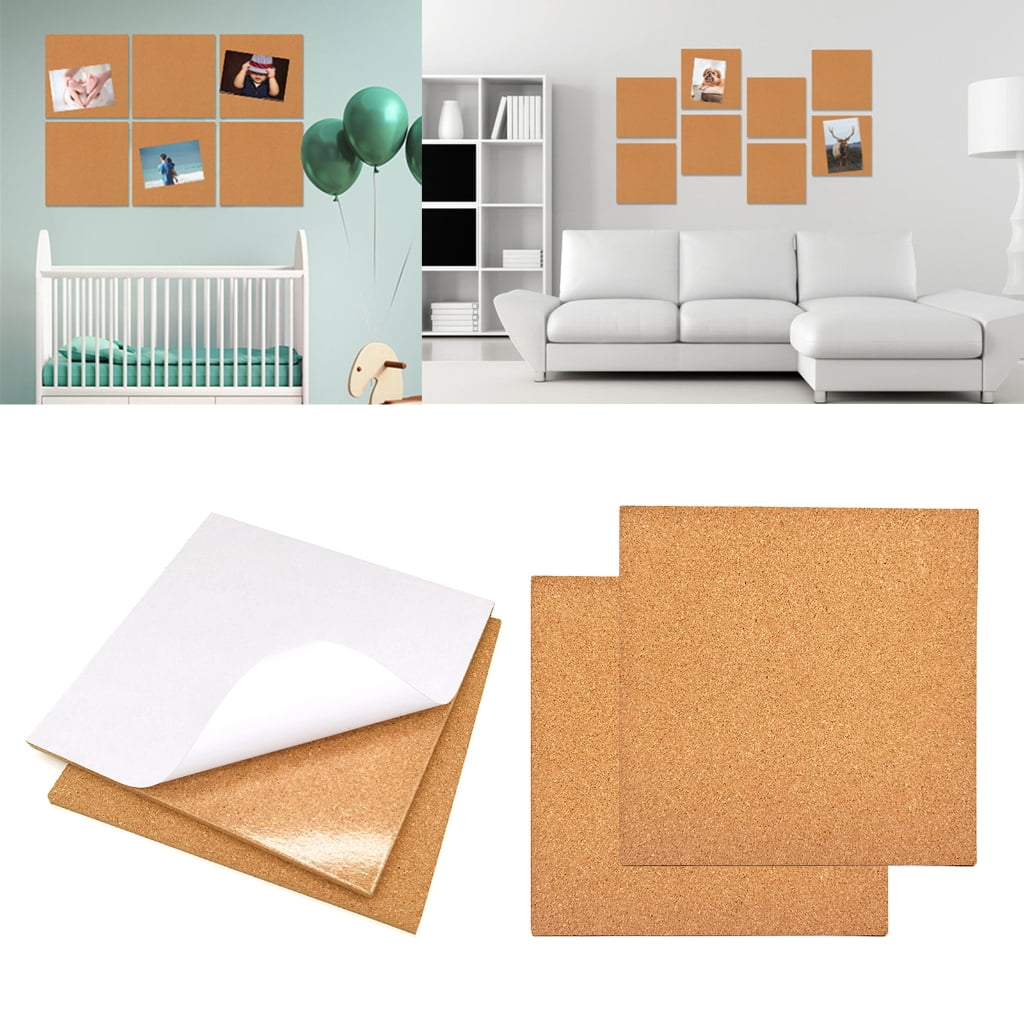2Pcs 12"x12" Self Adhesive Corkboad Square Cork Board Tiles for Wall Decorations