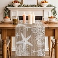 thumbnail image 4 of Brown Coastal Cotton Linen Table Runner for Dining Kitchen, Summer Beach Nautical Starfish Coral Vintage Wedding Outdoor Party Tablerunners, Dresser Scarf Coffee Tablecloth Runners 13x70 Inches, 4 of 9
