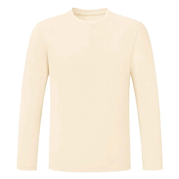 LEKWK Mens Long Sleeve T Shirts Solid Color Crew Neck Casual Shirts Soft Breathable Undershirts Lightweight Basic Daily Inner Wear Running Sporty Tee