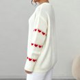 thumbnail image 7 of Byworldtasic Valentine Heart Print Drop Shoulder Sweater for Women Crew Neck Long Sleeve Tops Loose Knit Sweater, 7 of 7
