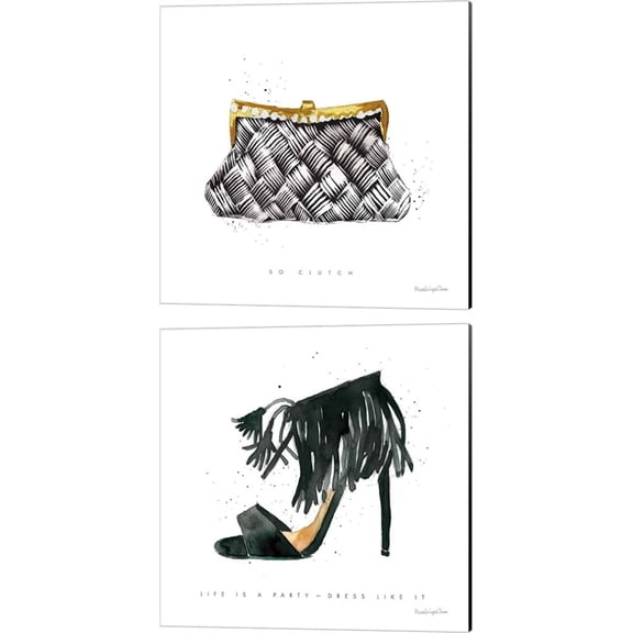 Great Art Now Glitz and Glam B by Mercedes Lopez Charro 2 Piece Canvas Art Set Each 14W x 14H