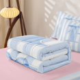 thumbnail image 5 of Manfei Blue Personalized Initial H Zipper Queen Comforter Set with Fitted Sheet and 2 Pillowcases,Abstract Geometric Stripes Zipper Bedding Set,Pink Reversible,4-Piece, 5 of 7