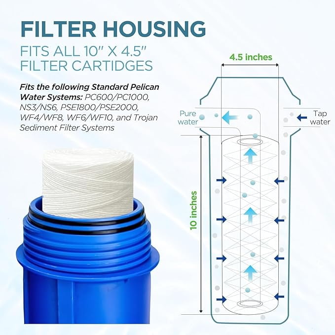 IPW Industries Inc. (PC40-P) 10" x 4.5" Whole House Heavy Duty String Wound Sediment Pre-Filter 5 Micron with O-Rings (4 Pack)