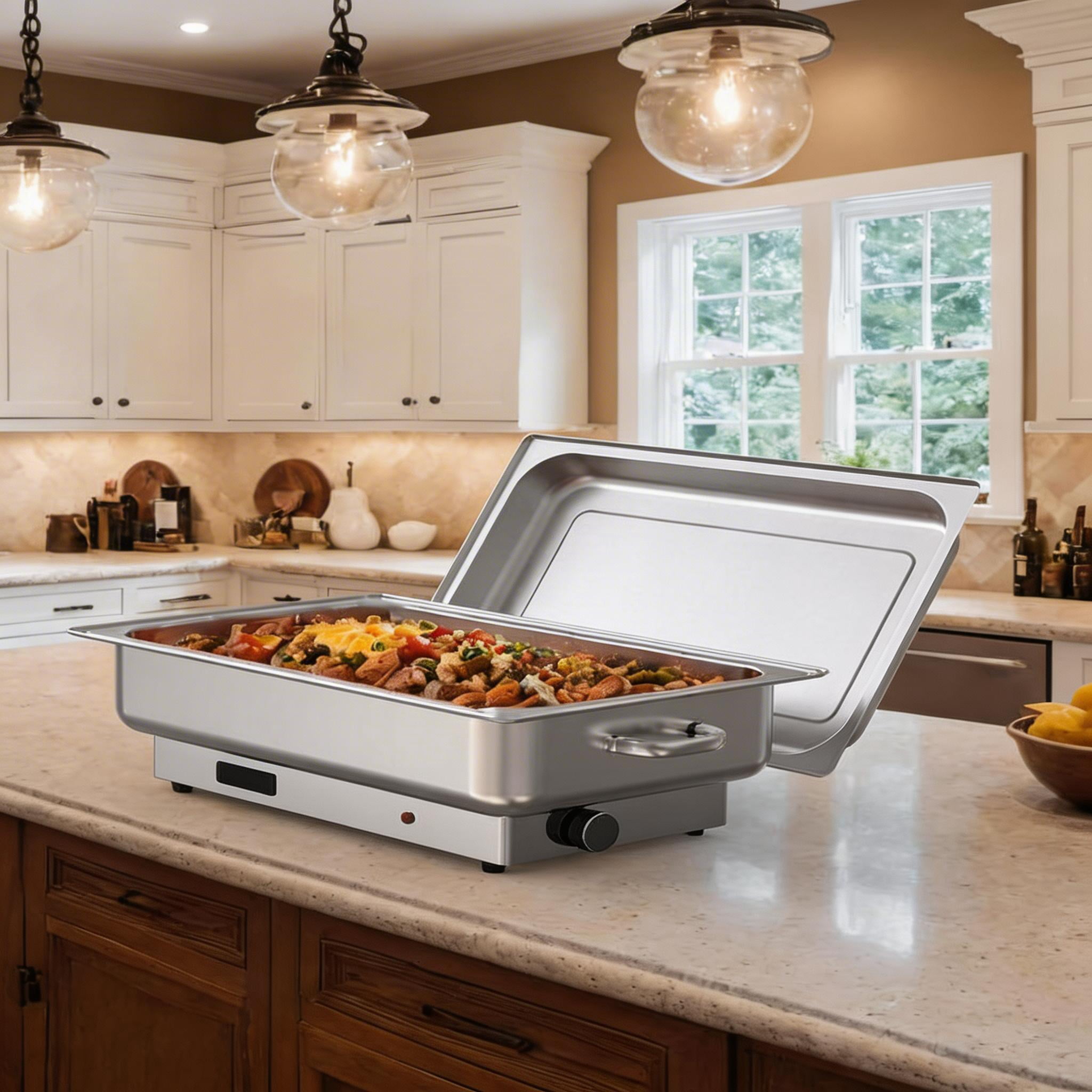 Chafing Dish Buffet Set with Stainless Steel Food Warmers, Serving Trays for Catering, Parties & Weddings, Multi-Section Design, Dishwasher Safe