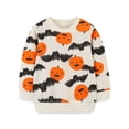 thumbnail image 4 of Atogsazn Toddler Baby Boys Fleece Halloween Sweaters Kids Casual Long Sleeve Pullover Sweatshirts Fall Winter Tops Orange 6-7 Years Fashion, 4 of 7