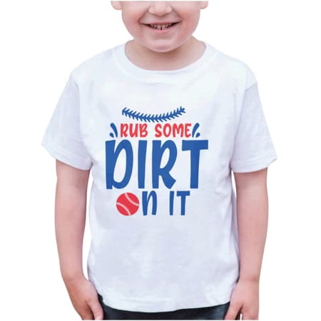 7 ate 9 Apparel Kids Baseball Shirts - Rub Some Dirt On It White T-Shirt 2T