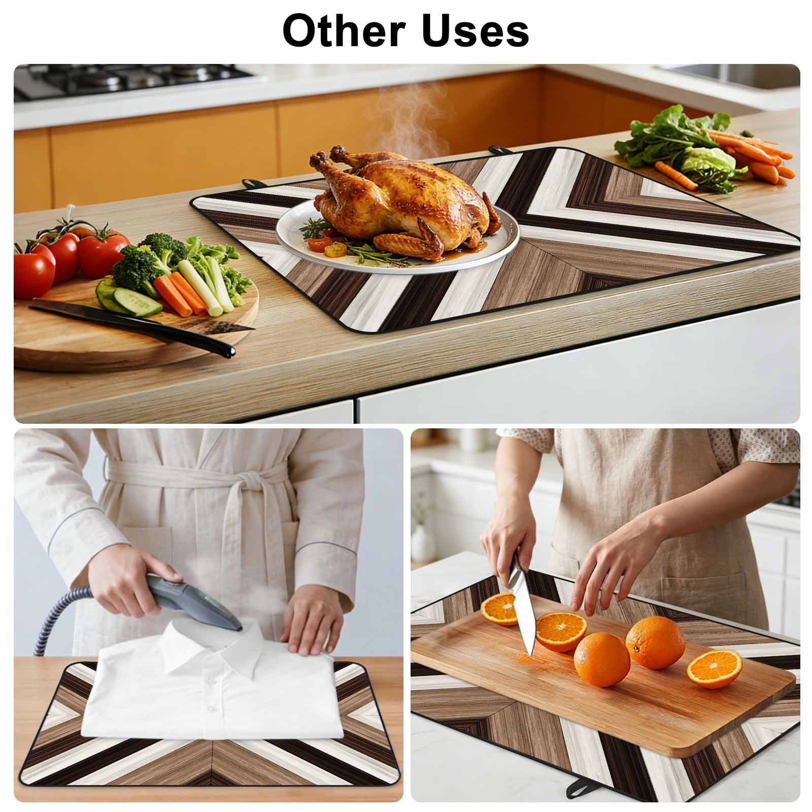 Brown Aztec Stove Top Cover for Electric Stove, Heat-proof & Non Slip Glass Top Stove Cover Protector, Abstract Southwest Black Vintage Wood Grain Kitchen Flat Cooktop Rubber Mat 24x21 Inches