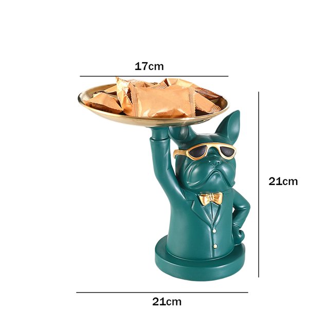 Decoración de caja de almacenamiento de Bulldog con escultura de mesa de resina de palet para el hogar (verde) Hugtrwg Libre de BPA