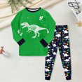 thumbnail image 2 of NOLDARES Kids Boys Pajamas Dinosaur Long Sleeve 2 Piece Cotton Set Toddler Sleepwear Cute Print Soft Pjs for Boys,Green,5-6 Y, 2 of 5