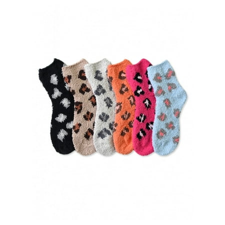 Fuzzy Leopard - Women's Leopard Print Plush Soft Fuzzy Socks