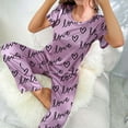 thumbnail image 6 of Pajamas for Women Set Casual Valentine'S Day Letter Print Short Sleeve Long Pants Homewear Sleepwear Fall Outfit, 6 of 8