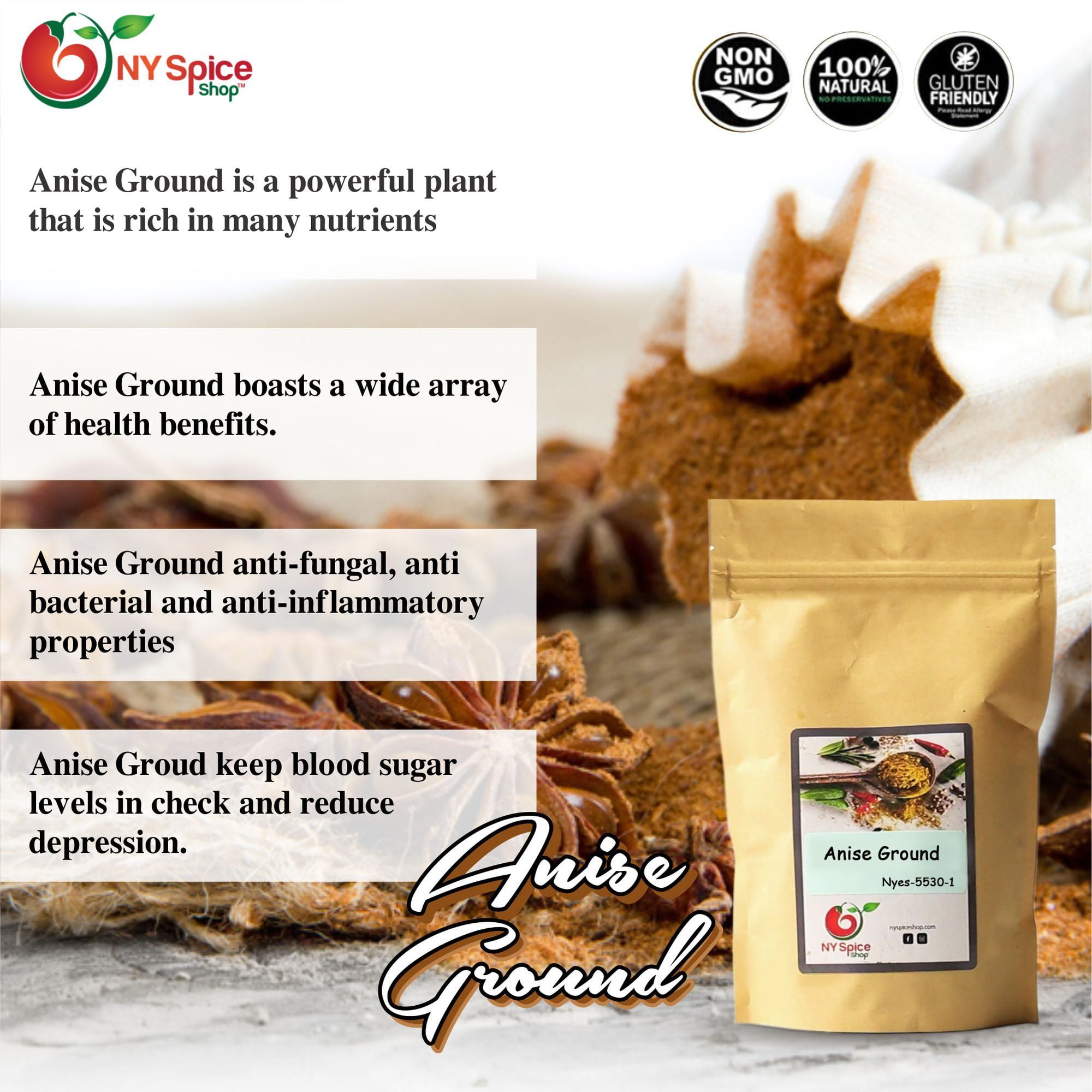 NY Spice Shop Anise Ground - Ground Anise Powder - 5 lbs.