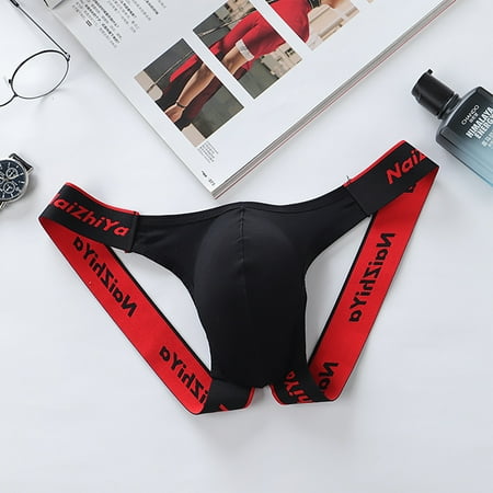 

Men s Erotic Panties Thong Sexy Low Waist Cotton Breathable T-Pants Bladder Breathable Double Thong