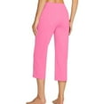 thumbnail image 7 of Womens High Waist Capri Yoga Leggings Cropped Pant for Workout with Two Pockets Pink XXL, 7 of 7