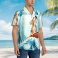 thumbnail image 3 of Lsque dog surfing on surfboard Pattern Hawaiian Shirt for Men Unisex Summer Beach Casual Short Sleeve Cotton Linen Button Down Shirts,Medium, 3 of 7