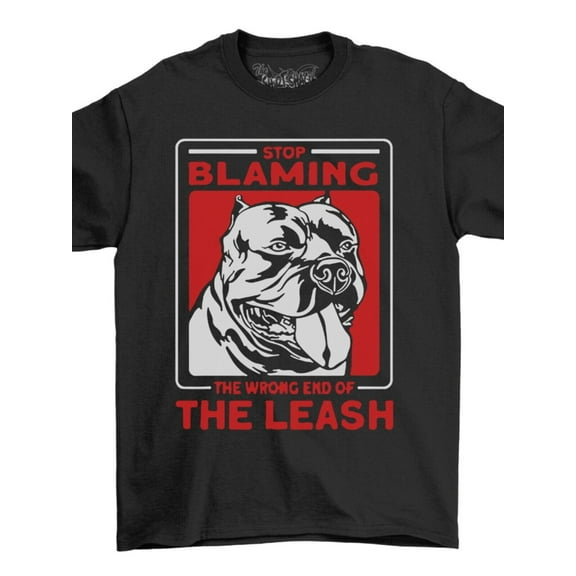 XL Bully Dog T-Shirt Wrong End Of The Leash 100% Cotton Black Shirt Custom Print