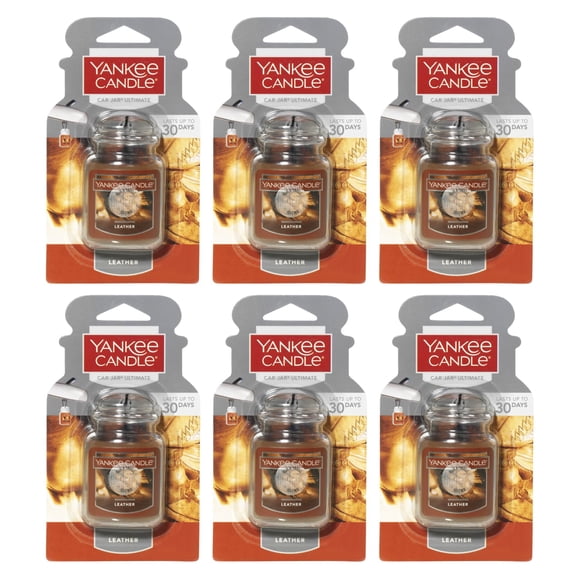 Yankee Candle Ambientadores para coche, tarro colgante para coche, aroma a cuero, neutraliza los olores hasta 30 días, color marrón, 1 unidad (paquete de 1)