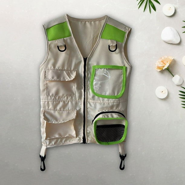 MERIGLARE Kids Explorer Vest Cargo Vest for Fishing Halloween Birthday Gift  Boys Girls green