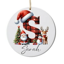 Personalized Christmas Ornaments 2025 Custom Name Date Initial A-Z Monogram Xmas Tree Decorations for Kids Couples Family Friends