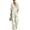 27#q Khaki, variant on Linen Blend Wide Leg Jumpsuit for Women V Neck High Waist One Piece Outfit for Casual Summer Wear Mint Green S