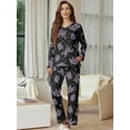 thumbnail image 5 of MINTREUS Women's Pajamas Long Sleeves Tops and Long Pants Set Oversized 2 Pajamas Sets, 5 of 9