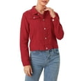 thumbnail image 2 of SUNSIOM Women's Basic Button Down Chest Pocket Stretch Fitted Long Sleeves Denim Jean Jacket, 2 of 9