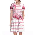 thumbnail image 1 of Bixox Robe d'Été à Manches Courtes pour Femmes Robe Ample Longueur Genou avec Poches-Flamant Rose, 1 of 7