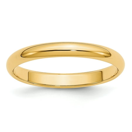 - 14kt Yellow Gold 3mm Half Round Wedding Ring Band Size 10.50 Classic Domed Fine Jewelry Ideal Gifts For Women Gift Set From Heart