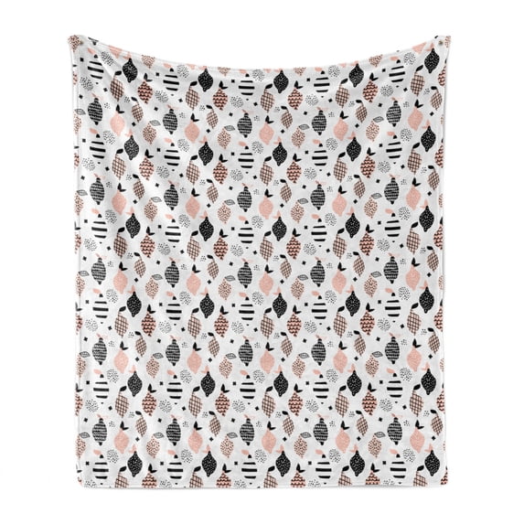 Food Soft Flannel Fleece Throw Blanket, Pastel Fruits Lemons with Childish Wavy Lines Dots Memphis Style, Cozy Plush for Indoor and Outdoor Use, 50" x 60", Blush Charcoal Grey and White, by Ambesonne