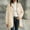 Beige, variant on WIZUTIZ Women's Solid Color Zip Up Hoodie Drawstring Hood Mid-Length Sweatshirt Jacket Casual Loose Fit Outerwear with Pockets Fall Winter