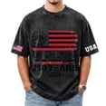 thumbnail image 2 of CIENVNSTG Men's USA 250th Anniversary Oversize T-Shirts Short Sleeve Crewneck Graphic Tees Patriotic Star and Stripe Flag 1776-2026 Letter Print Independence Day Casual Tops Black 2XL, 2 of 4