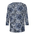 thumbnail image 5 of Jsaierl Womens 3/4 Length Sleeve Tops Plus Size Crew Neck Shirts Dressy Floral Petite Blouses Workout Cotton T-shirts Top S-2XL, 5 of 5