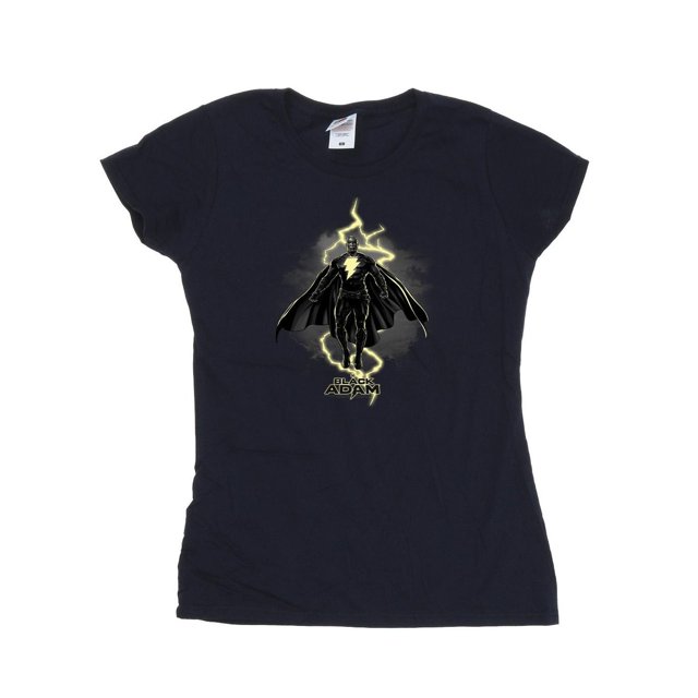 DC Comics T-Shirt en Coton Noir pour Femmes Adam Hovering Bolt